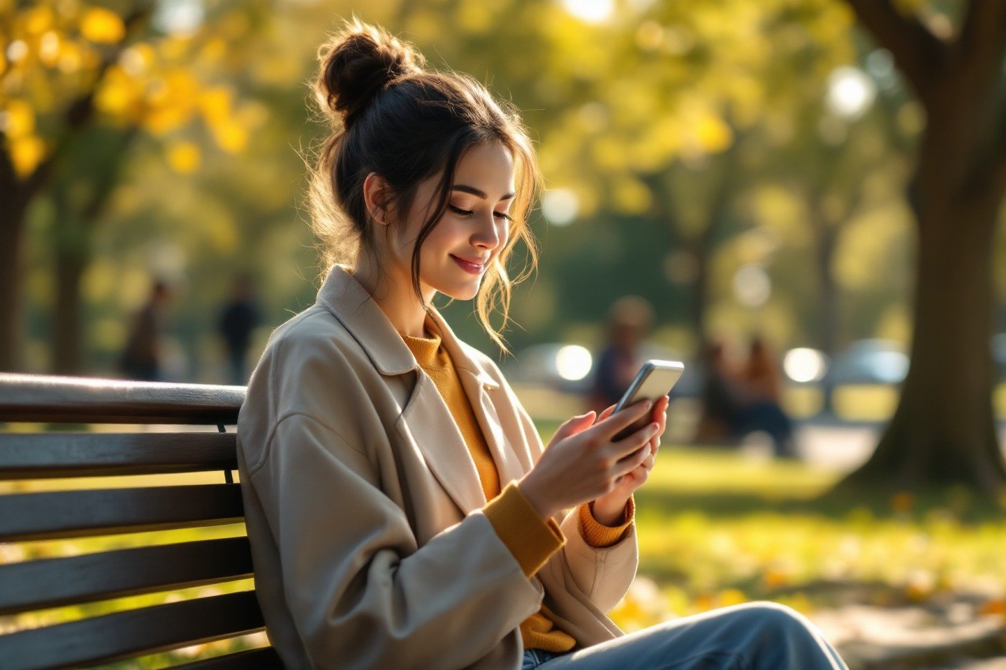 Een persoon in een rustige omgeving gebruikt een therapeutische AI-app op zijn mobiele telefoon, ter illustratie van het gebruik van de psychologische chatbot in het dagelijks leven.